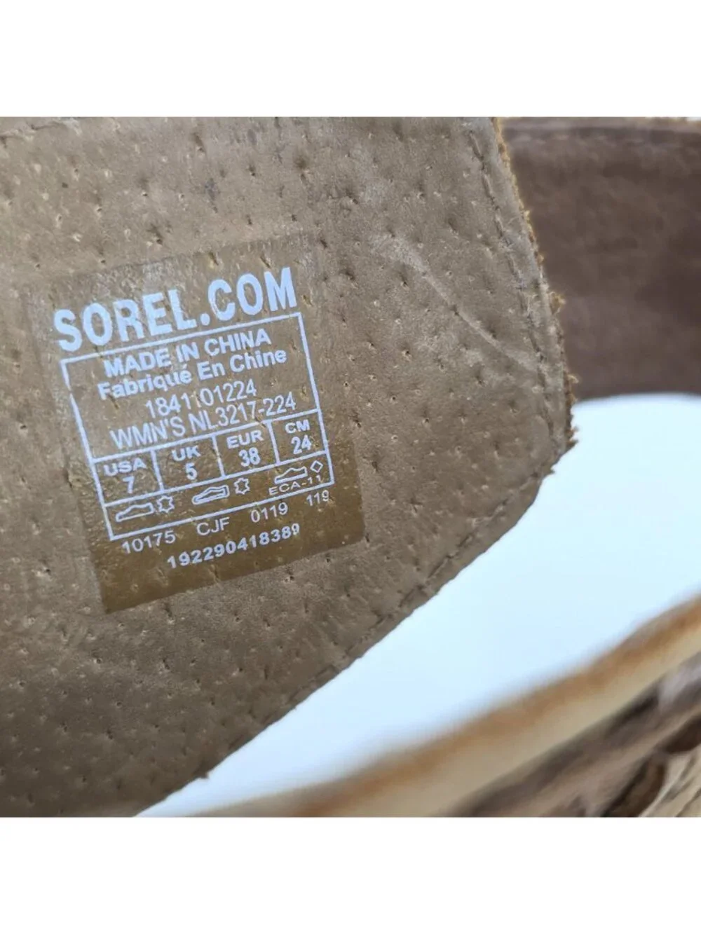 Sorel Women's Tan Chestnut Joanie II Leather Wedge Lux Ankle Strap Sandal Size 7